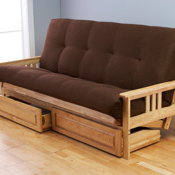 Monterey Natural Frame with Chocolate Suede Mattress and Storage Drawers