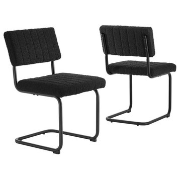 Modway Parity 19.5" Upholstered Fabric Dining Side Chair in Black (Set of 2)