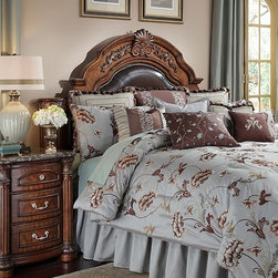 AICO Furniture - Enchantment Luxury Bedding Sets - BCS-QS12-ENCHNT-AQU - Bedroom Products