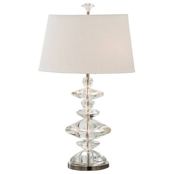 Stacked Crystal Stones White Clear Table Lamp  Diamond Shapes Glass Column