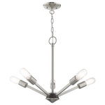 Livex Lighting - Livex Lighting 51155-91 Prague - Five Light Chandelier - Add eye-catching lighting to your home decoratingPrague Five Light Ch Brushed Nickel *UL Approved: YES Energy Star Qualified: n/a ADA Certified: n/a  *Number of Lights: Lamp: 5-*Wattage:100w Medium Base bulb(s) *Bulb Included:No *Bulb Type:Medium Base *Finish Type:Brushed Nickel