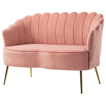 Upholstered 52" Loveseat With Tufted Back, Pink