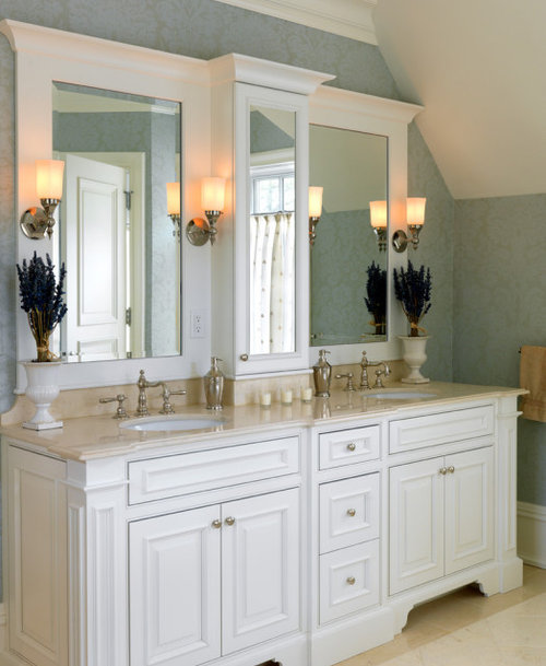 Vanity Tower On Smaller, Double Sink Vanity With Tower Cabinet
