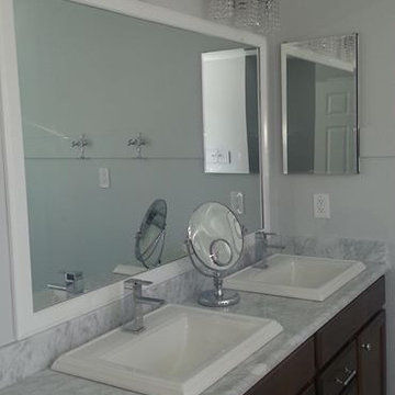 Rectangular Self Rimming Sinks, Marble Top, Custom Cabinets