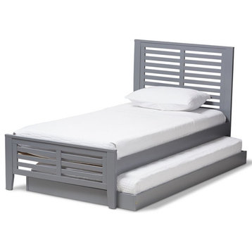 Baxton Studio Sedona Twin Slat Platform Bed with Trundle in Gray