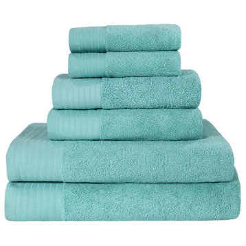 6 Piece Turkish Cotton Jacquard Hand Bath Towel, Cascade