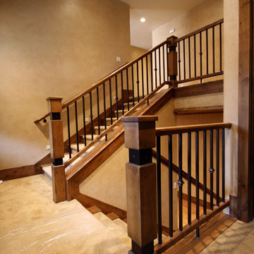 Wood Railing with Wrought Iron Balusters