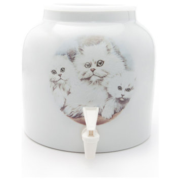 Goldwell Designs White Cats Design Water Dispenser Crock