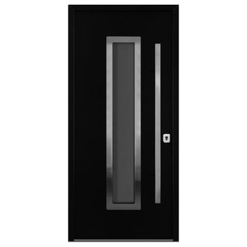 Inox S1 Black Modern Exterior Entry Steel Door by Nova, Left Hand in-Swing