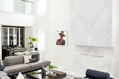 Example of a trendy living room design in Miami