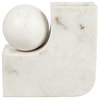 Modern Marble Pillar and Taper Candle Holder Vase with Ball, White