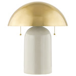 Mitzi - Gaia 2 Light Table Lamp, Aged Brass - Gaia elevates the everyday table lamp, infusing modern sophistication into any space. An oversized, antique brass dome shade steals the show, shining brilliantly against the ceramic base. Hand-crafted details like the white crackle glaze lend a wabi-sabi quality to the otherwise polished design. Functional pull chains reference the iconic banker's lamp, bringing the revered design into the future.