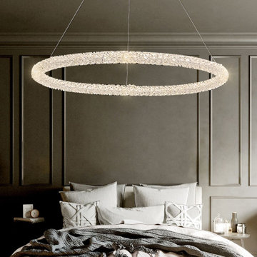 $620.99-Postmodern Circle Crystal LED Pendant Light with Adjustable Cables