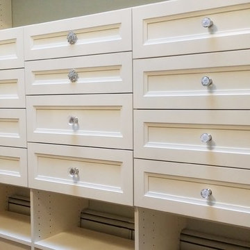 Dressing room design plans - Antique White finish walk-in
