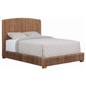Coaster Laughton Banana Leaf Woven Eastern King Panel Bed in Brown
