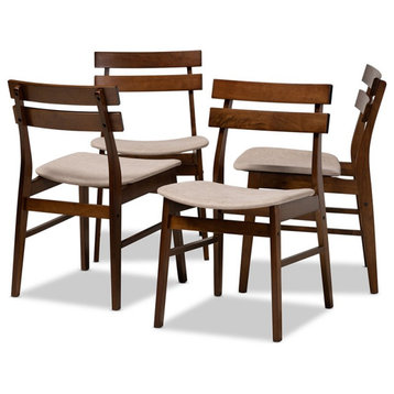 Baxton Studio Devlin Light Beige Upholstered Wood 4-Piece Dining Chair Set