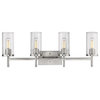 Winslett 4 Light Bath Vanity, Pewter With Ribbed Clear Glass