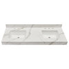 Marseille Bathroom Vanity Countertop, Calacatta White With White Sink, 60"
