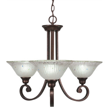 Curl 3-Light Chandelier, Bronze Finish, 10" Frosted Crystal Glass