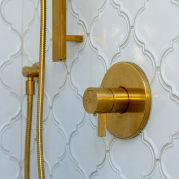 Riobel gold finish shower system with wall mount rainhead
