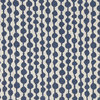 Blue and Off White Circle Striped Linen Look Upholstery Fabric By The Yard