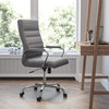 Flash Furniture Leather High Back Office Chair in Gray