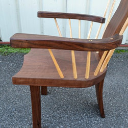 Walnut Curved Backed Spindle Armchair - Dining Chairs