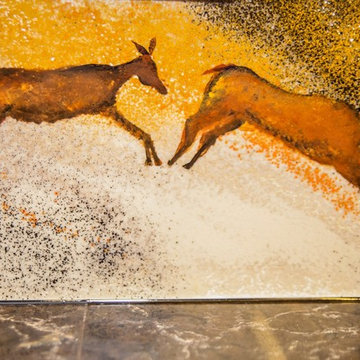 "THE CAVEMAN" bespoke kitchen splashback by designer Juliet Eve