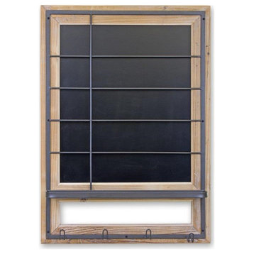Blackboard With Hooks 24.25"Lx34.25"H Wood/Metal