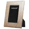 Natural Cowhide Front, Canvas Backing Hanging & Tabletop Picture Frame With Mat