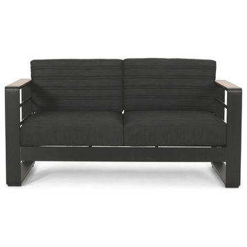 Neffs Outdoor Aluminum Loveseat with Water Resistant Cushions