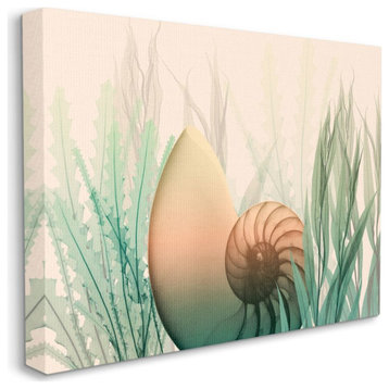 Ocean Seashell Seaweed Collage Design, 24"x30"