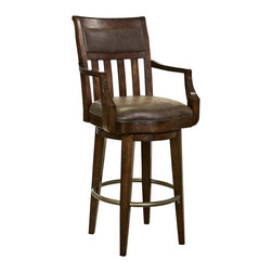 Howard Miller - Harbor Springs 30 1/2" Brown Faux Leather Swivel Barstool - Bar Stools And Counter Stools