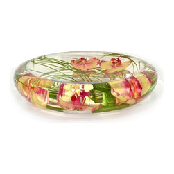 Yellow/Red Phalaenopsis Flower Bowl - Home Decor