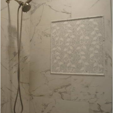 Elegant White and Gray Master Bath