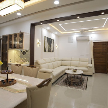 Living Room with Arch & False Ceiling - Aakriti Esta - 3bhk - Tellapur