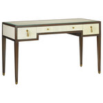 Currey & Company - Currey and Company 3000-0157 Evie Shagreen Desk - The Evie Shagreen Desk is made of mahogany in a dark walnut finish. The wood-framed panels and drawers covered in ivory faux shagreen are accented with brass door pulls. This ivory desk was inspired by vintage shagreen furniture from the 1920s.