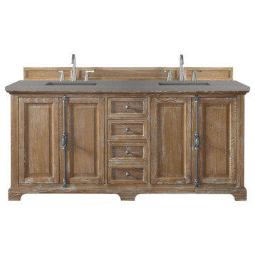 Providence 72" Double Vanity Cabinet, Driftwood, w/ 3 CM Grey Expo Quartz Top