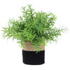 9" Green Leafy Artificial Spring Foliage, Fabric Covered Pot