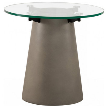 Pluto Contemporary Concrete, Metal and Glass End Table