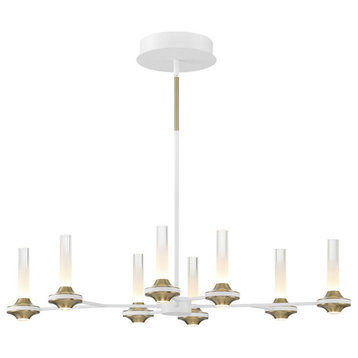 Torcia 16 Light Chandelier, White and Brass