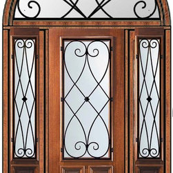 Prehung Sidelites-Transom Door 96 Wood Mahogany Charleston 2/3 Lite - Front Doors