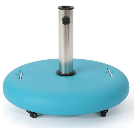 Louise Outdoor Concrete Circular 80lb Umbrella Base Holder, Teal
