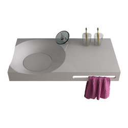 ADM Bathroom Design - ADM Circular Wall Mounted Sink, White, 35", Matte White - Bathroom Sinks