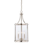 Savoy House - 3-Light Small Foyer Lantern, Polished Nickel - This sleek, cylindrical 3-light foyer light is an excellent choice for lovers of stylish modern design. It features clear glass and is finished in shining polished nickel. Foyer lights are often used in foyers and entryways, but can also be used in great rooms, kitchens, offices, bedrooms and bathrooms too! Bulbs not included. Try using stylized bulbs like Edison or tubular bulbs for a different look! The polished nickel finish can be matched with nickel hardware or mixed with hardware in other finishes. Bring into rooms of any style, especially transitional or classic, for a big touch of lighting allure.