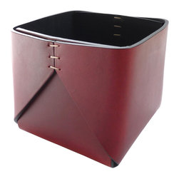 Oscar Maschera leather container in wine - Home Decor