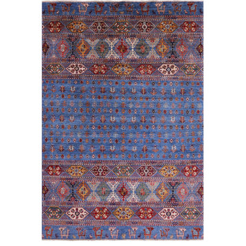 6' 5" X 9' 7" Hand Knotted Persian Gabbeh Tribal Wool Rug Q5507