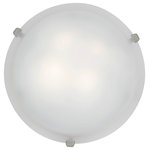 Access Lighting - Mona, 23020, Flush-Mount, Brushed Steel Finish/White, LED - 1 x 15w LED Module Base Bulb (Bulb Included)