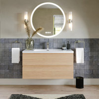MOB Bath Vanity, White Oak, 42", Single Sink, Wall Mount