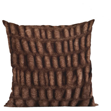 Plutus Brown Plush Pelt Faux Fur Luxury Throw Pillow, Brown, 26" x 26"
